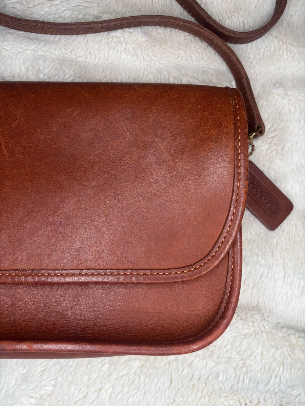 Vintage Coach 348 Brown Leather Crossbody Shoulder Bag Made in USA - Picture 4 of 16
